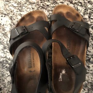 Birkenstock Rio Black Birko Flor Sandals Size 9